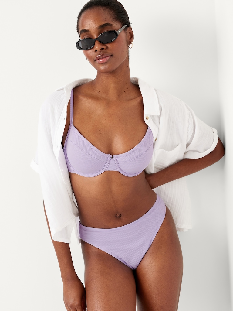 Textured Underwire Balconette Swim Top