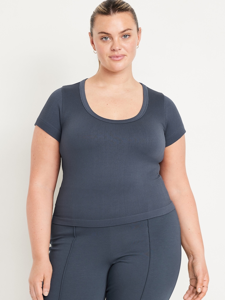 Exhale Seamless Cropped Rib T-Shirt