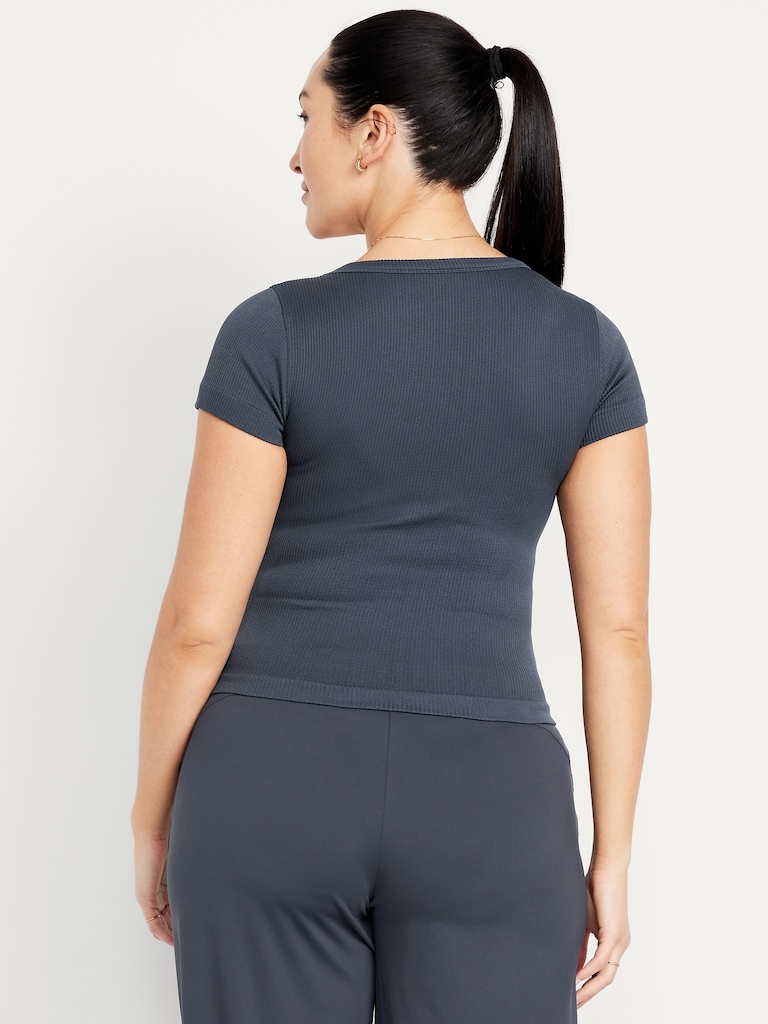 Exhale Seamless Cropped Rib T-Shirt