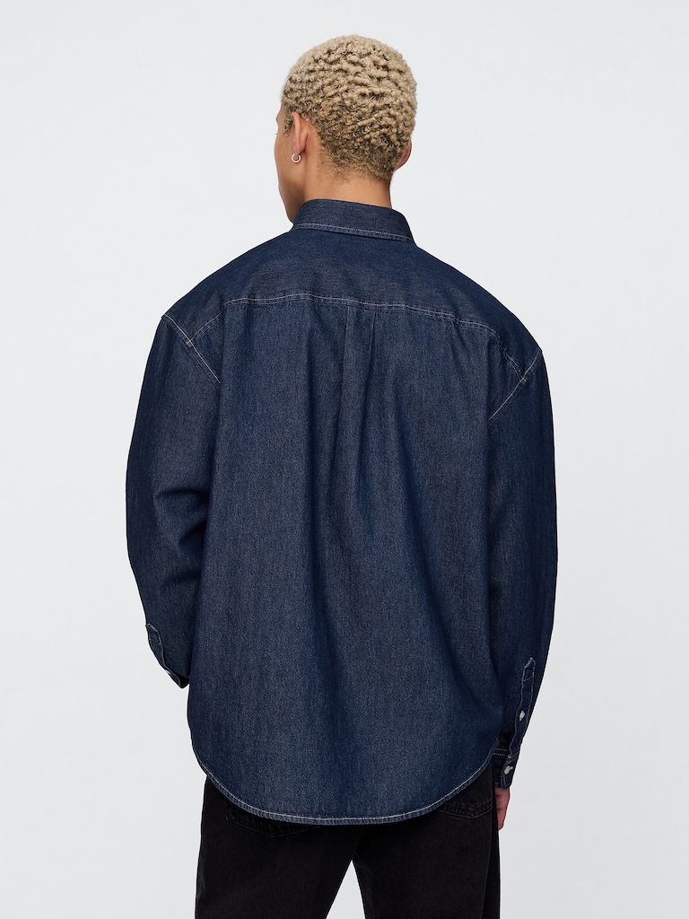 Embroidered Denim Big Shirt