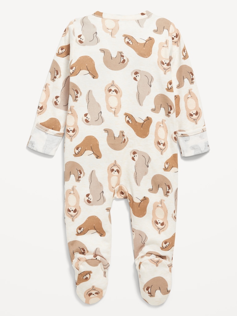 Unisex 2-Way-Zip Printed Sleep & Play Footed One-Piece for Baby