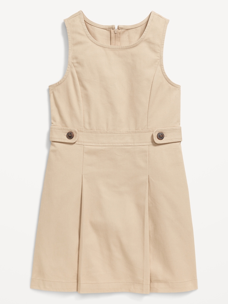 School Uniform Sleeveless Pleated Dress for Girls