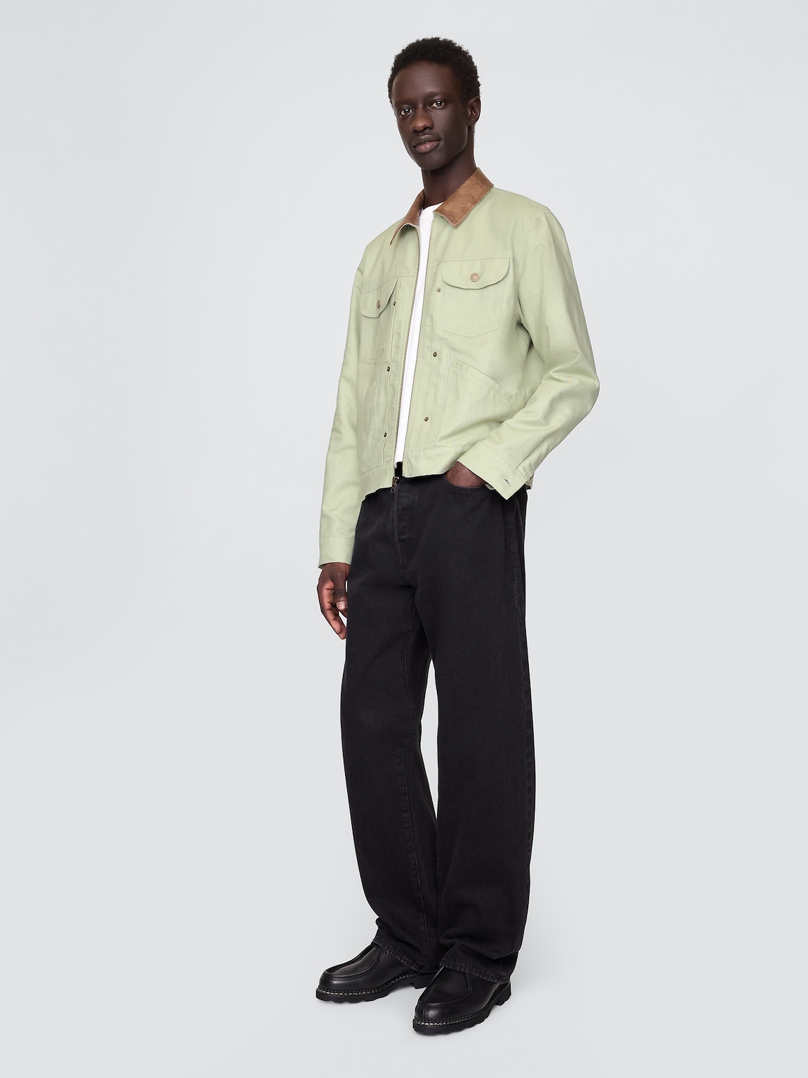 Linen-Cotton Trucker Jacket