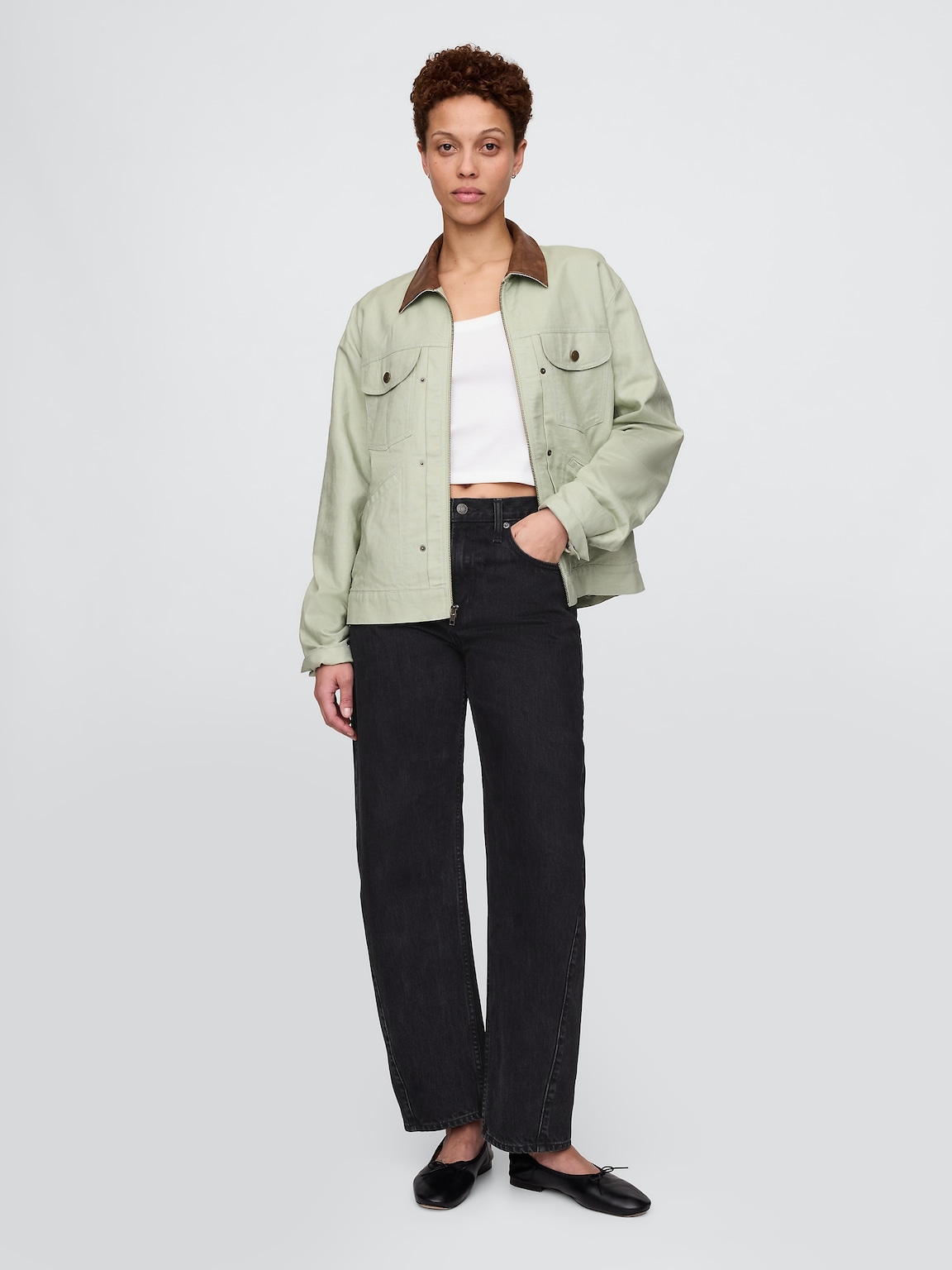 Linen-Cotton Trucker Jacket