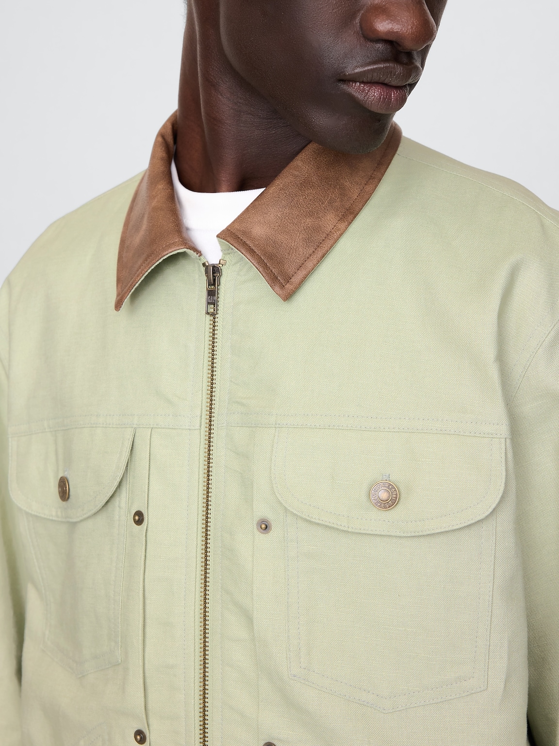Linen-Cotton Trucker Jacket