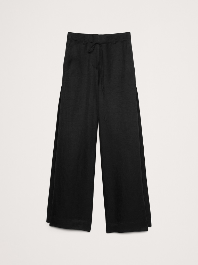 Ultra High-Rise Wide-Leg Viscose-Linen Pant with Side Slits