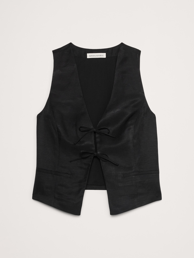 Viscose-Linen Tie Vest