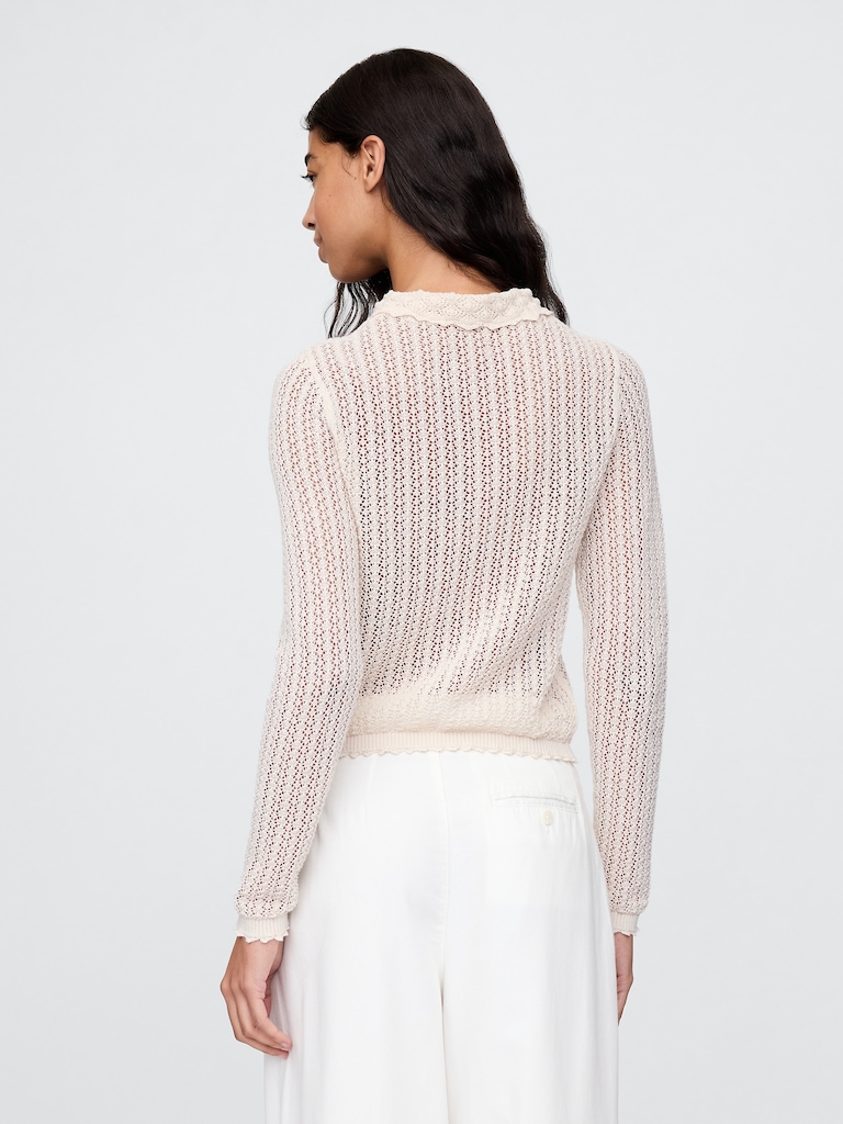 Gap × DÔEN Linen-Blend Pointelle Cardigan