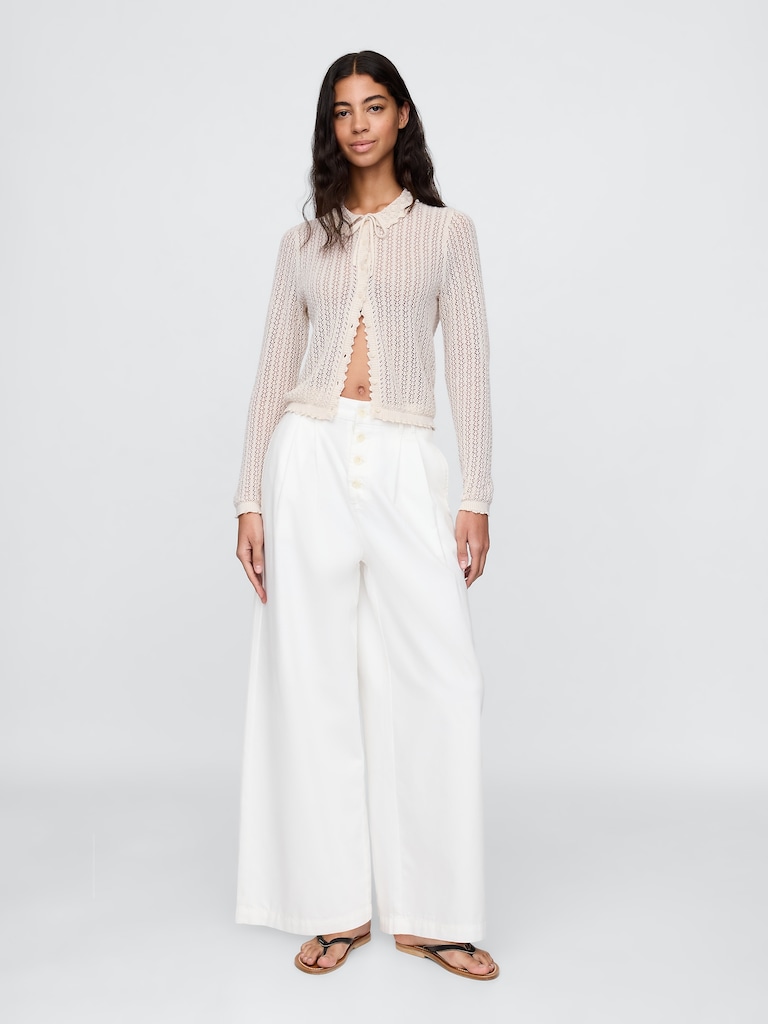 Gap × DÔEN Linen-Blend Pointelle Cardigan