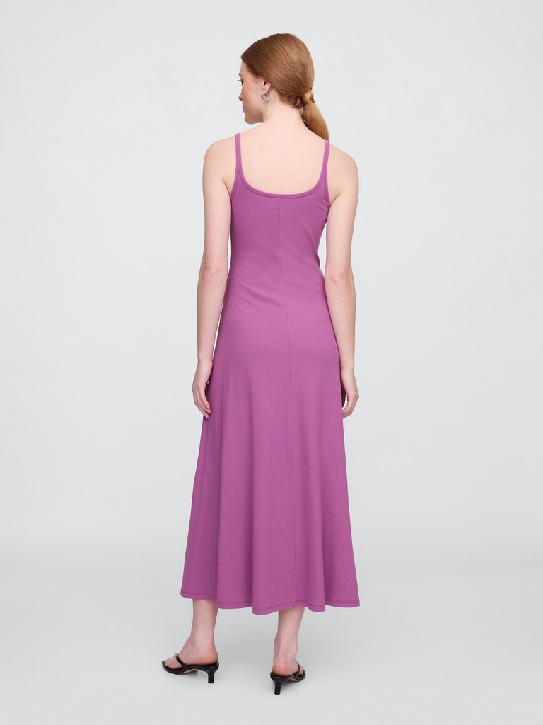 Ribbed Squareneck Midi Dress