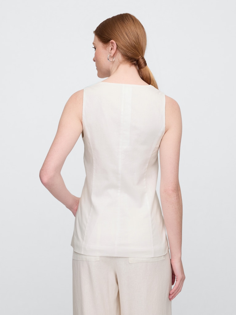 Longline Linen-Blend Vest