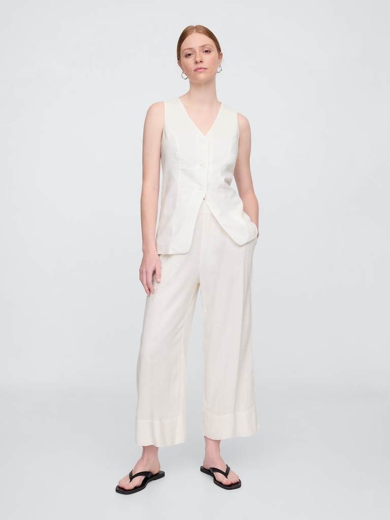 Longline Linen-Blend Vest