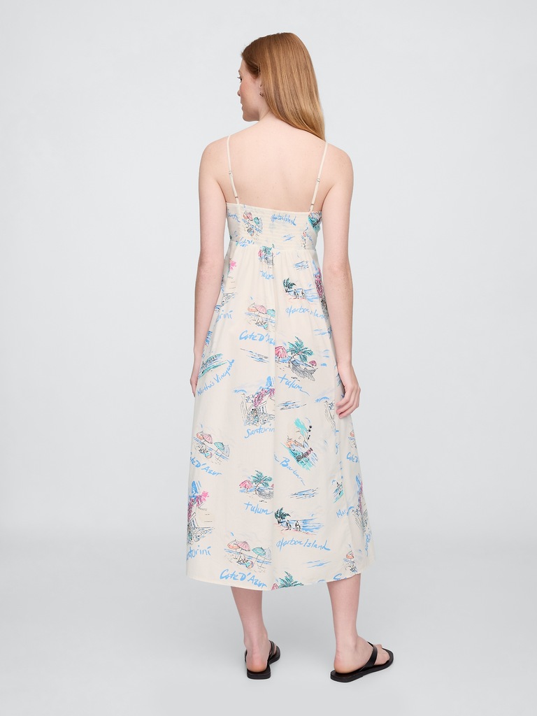 Poplin Squareneck Midi Dress