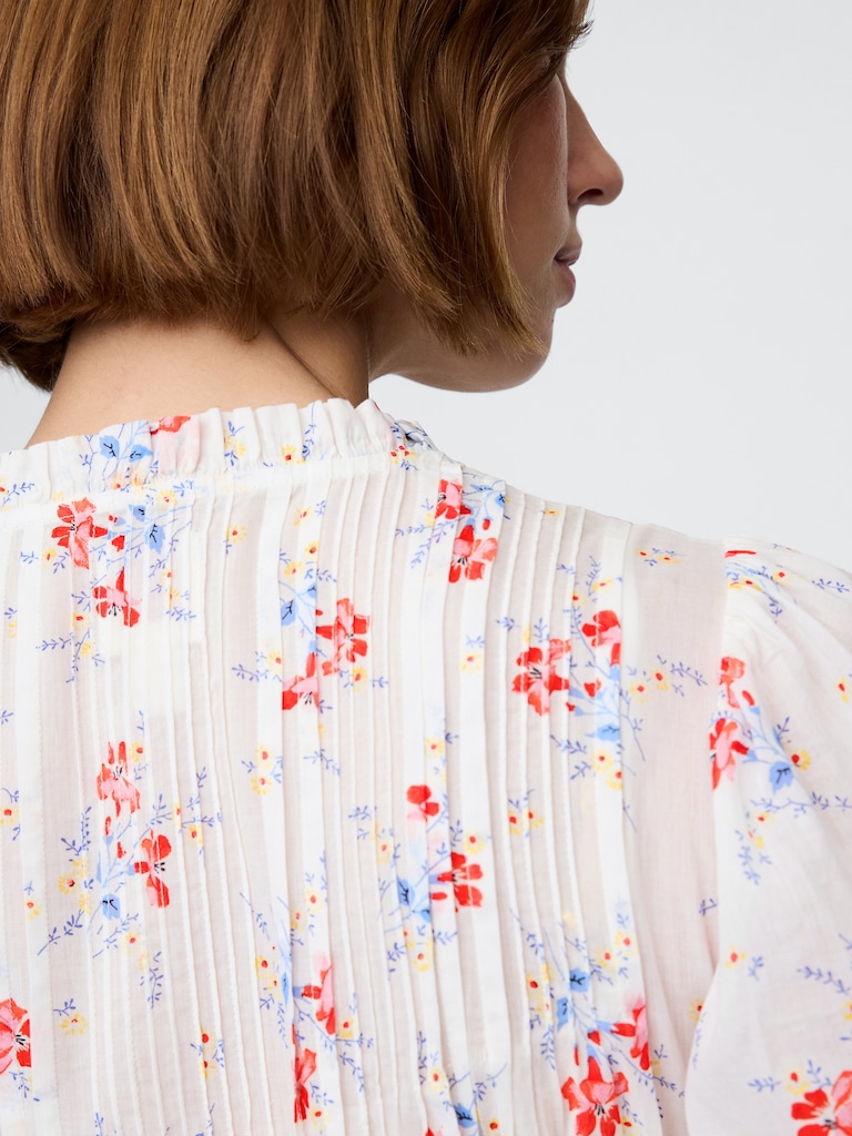 Gap × DÔEN Pintuck Floral Midi Dress