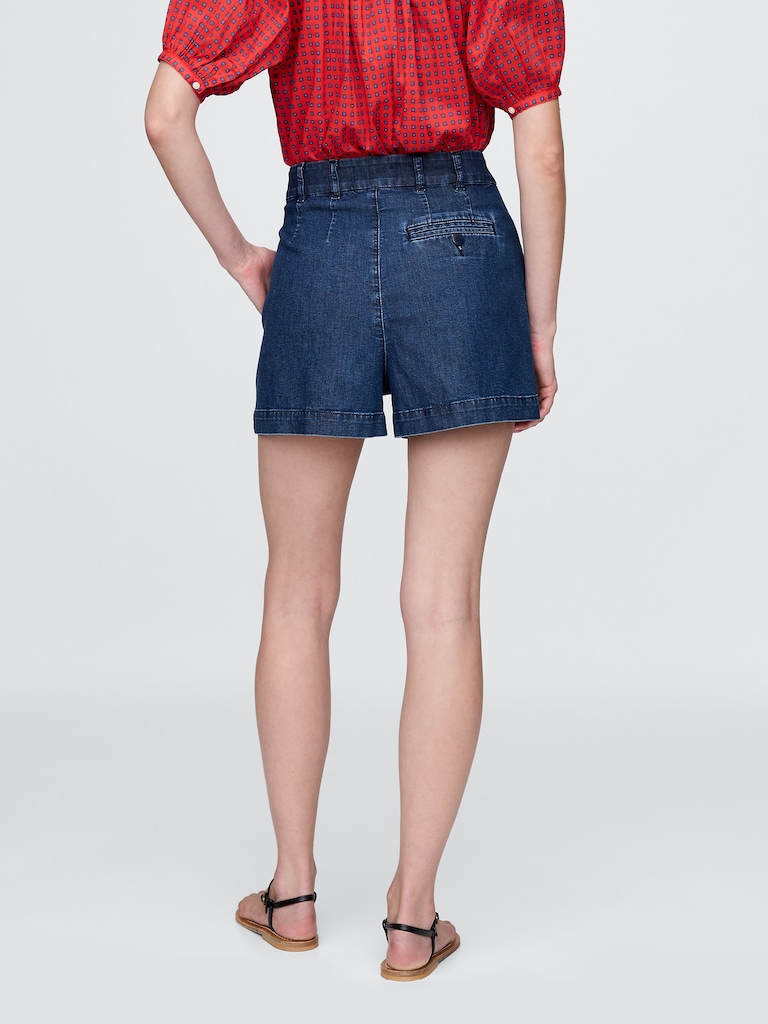 Gap × DÔEN High Rise Pleated Denim Trouser Shorts
