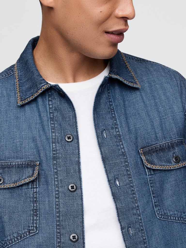Embroidered Denim Shirt