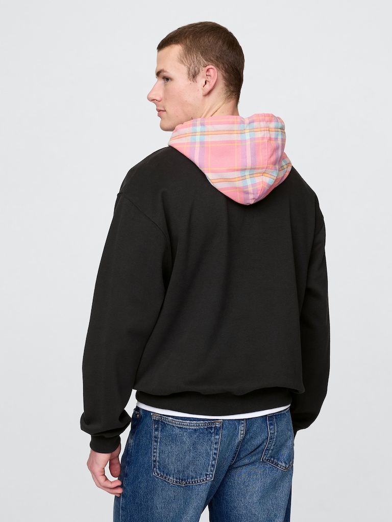 VintageSoft Plaid Arch Logo Hoodie