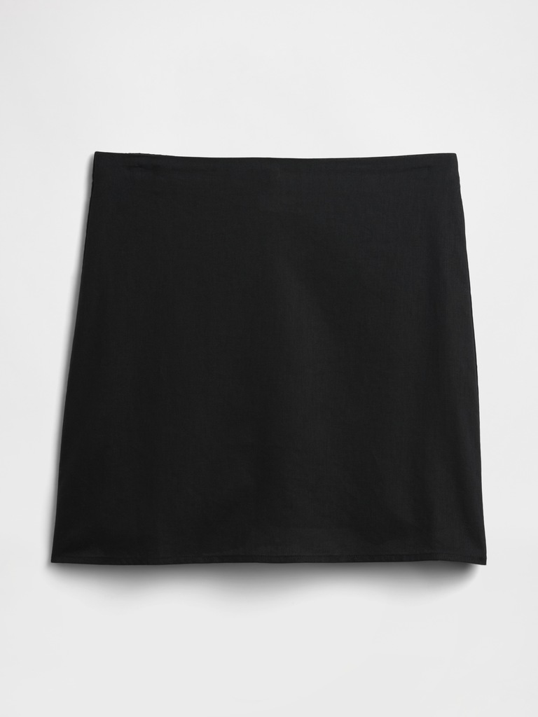 Linen-Blend Pull-On Mini Skirt