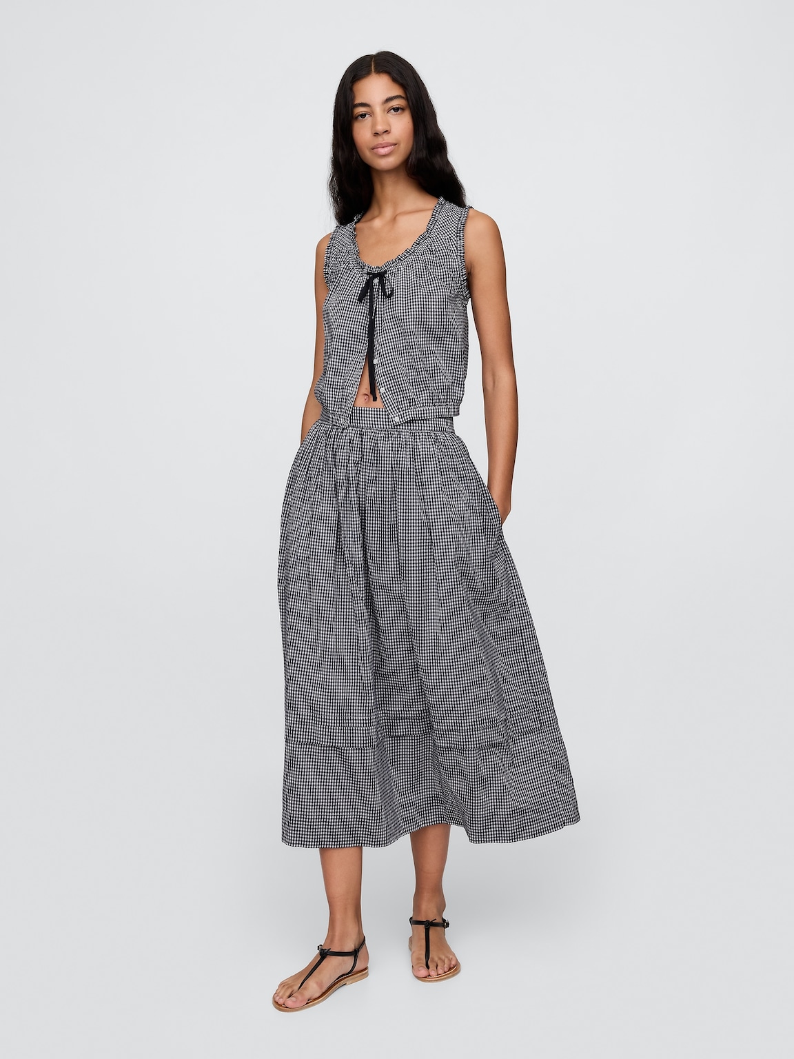 Gap × DÔEN Gingham Midi Skirt