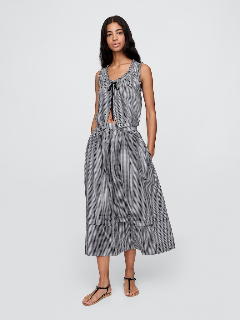 Gap × DÔEN Gingham Midi Skirt
