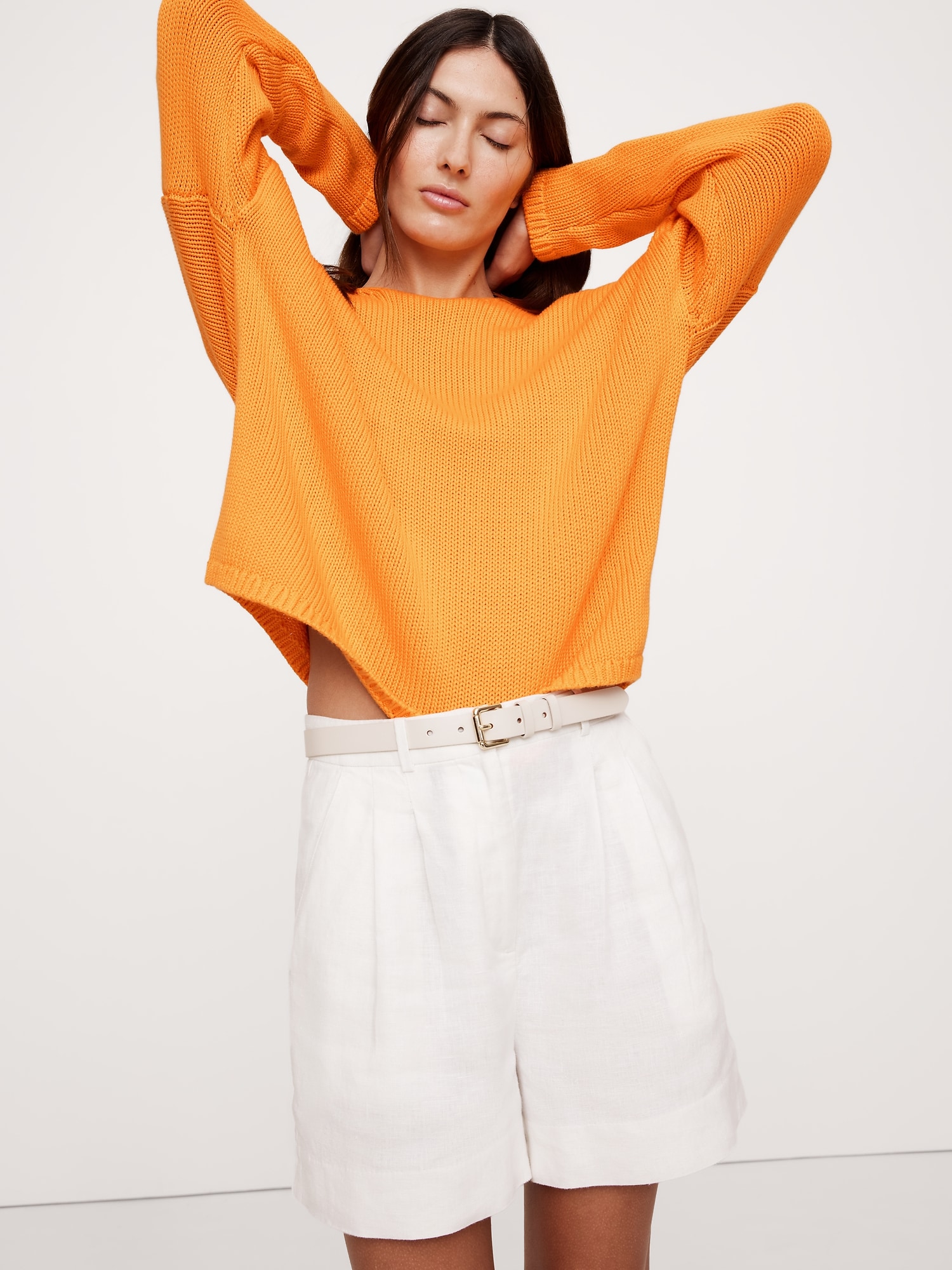 Cotton-Silk Scoop-Back Sweater | Banana Republic