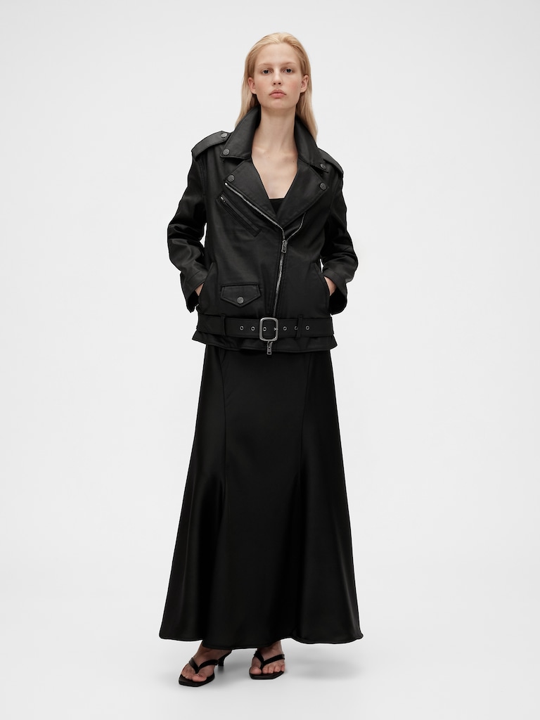 GapStudio Coated Denim Moto Jacket