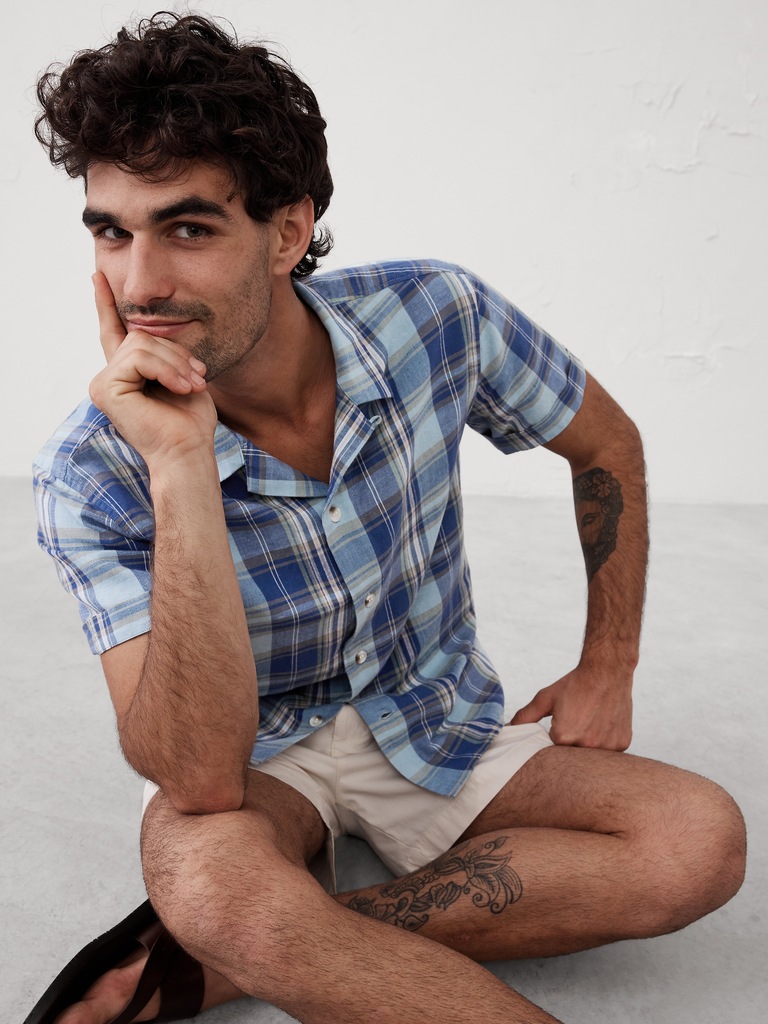 Standard-Fit Linen-Blend Resort Shirt