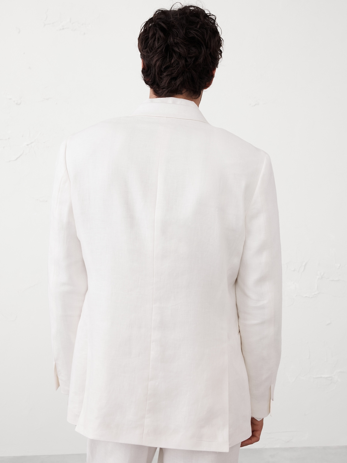 Tailored-Fit Linen White Tuxedo Jacket