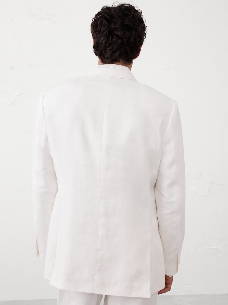 Tailored-Fit Linen White Tuxedo Jacket