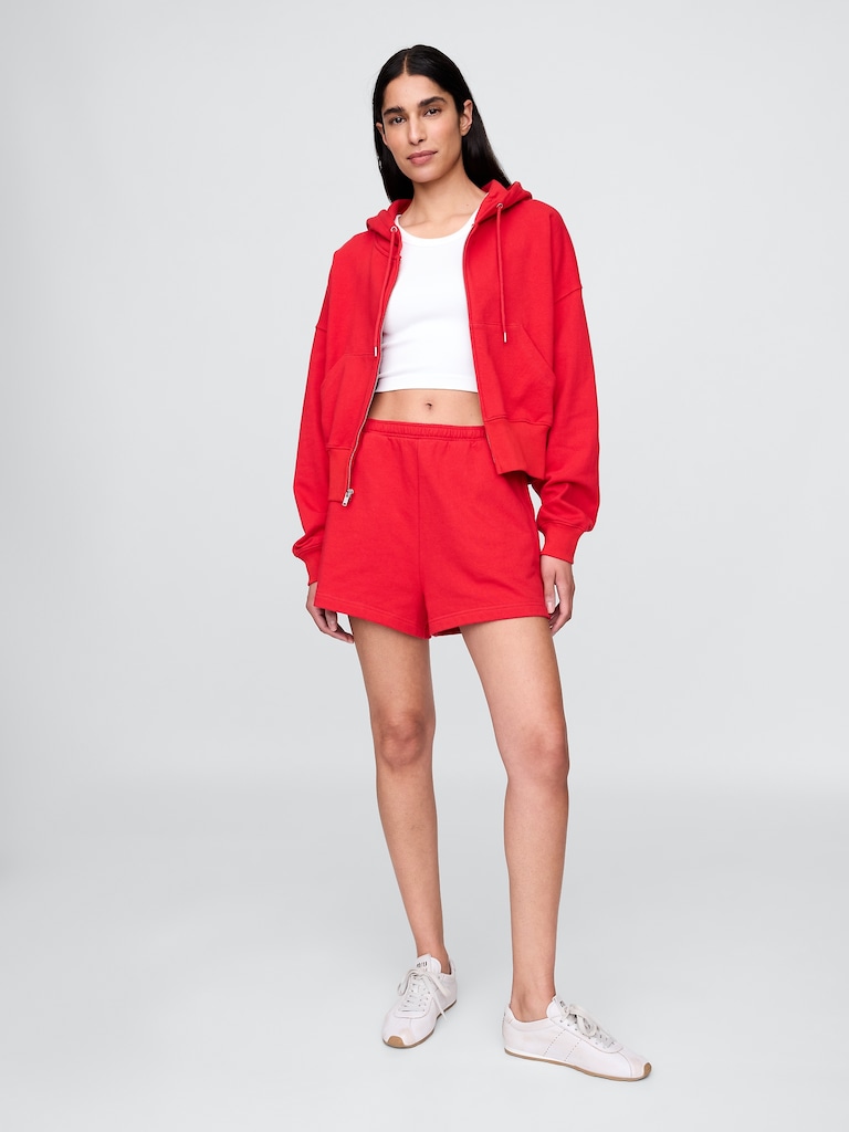 French Terry Oversized Zip Wedge Hoodie