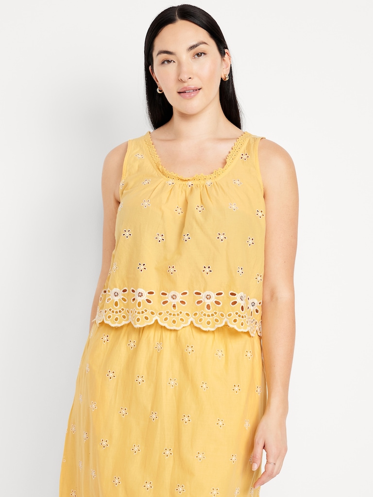 Sleeveless Eyelet Top