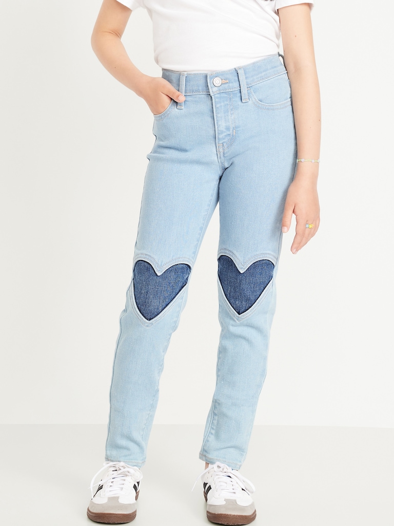 High-Waisted Rockstar 360° Stretch Knee-Patch Jeggings for Girls