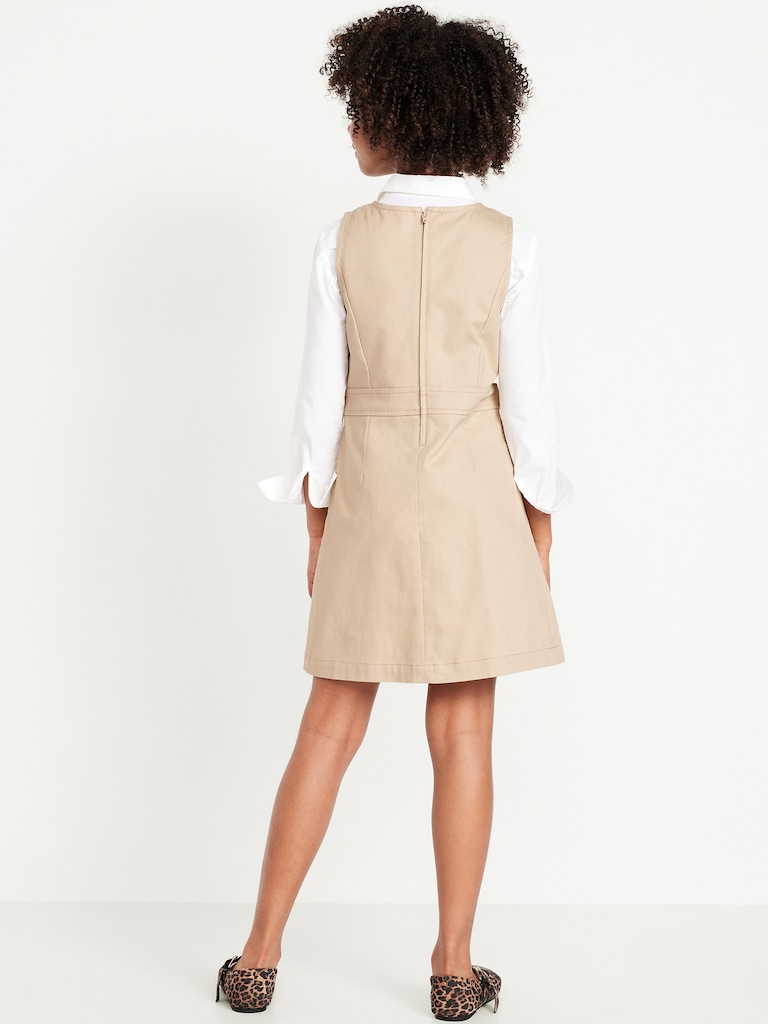 School Uniform Sleeveless Pleated Dress for Girls