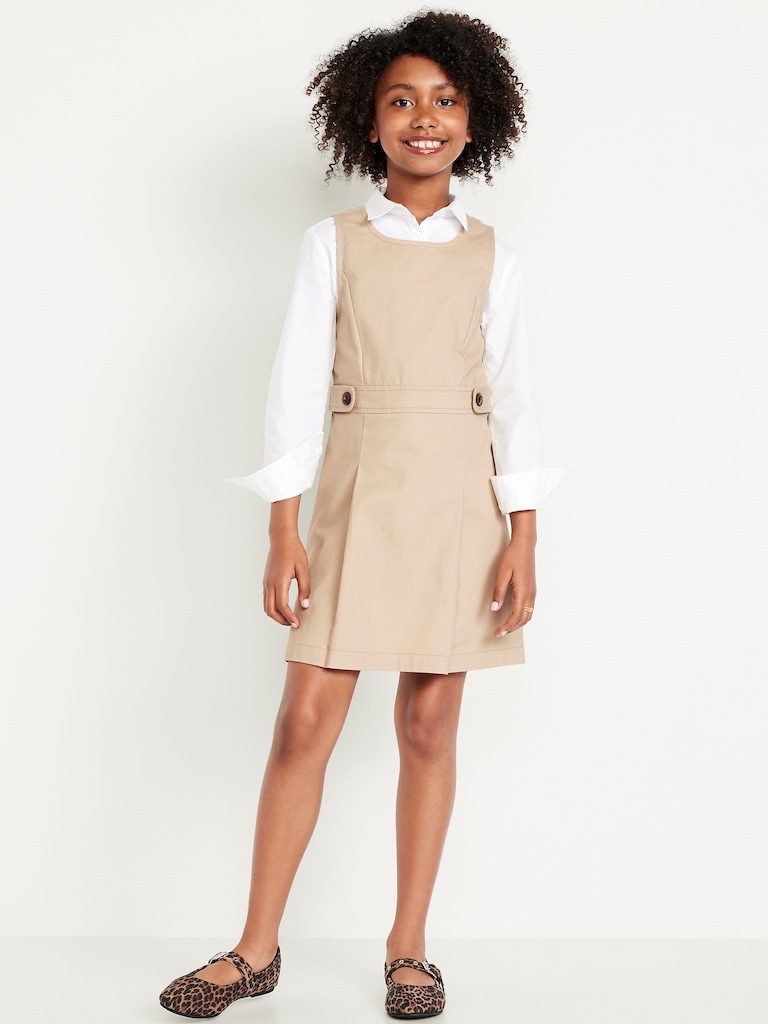School Uniform Sleeveless Pleated Dress for Girls