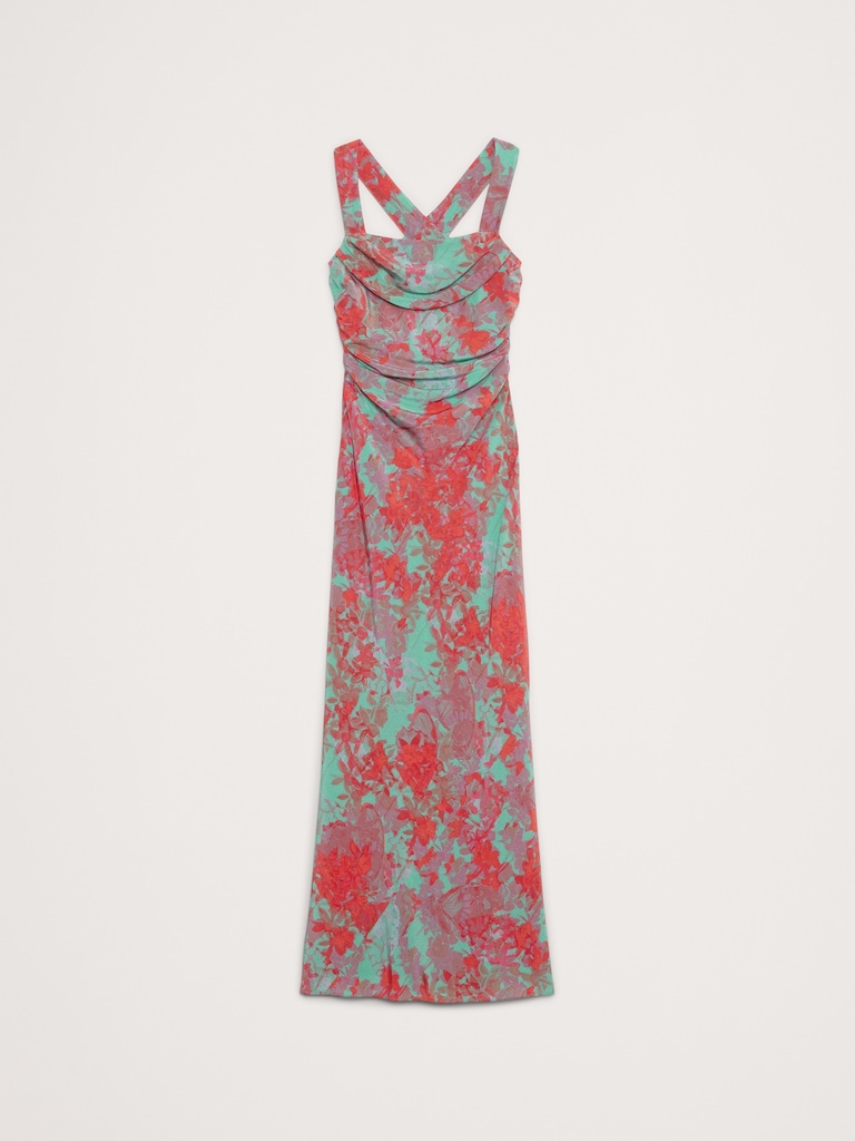 Matte Silk Cowl-Neck Backless Maxi Dress