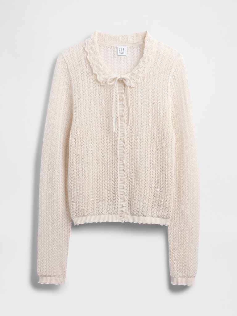 Gap × DÔEN Linen-Blend Pointelle Cardigan