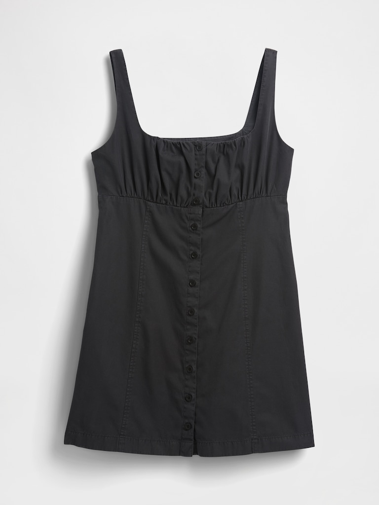 Shirred Button-Front Dress