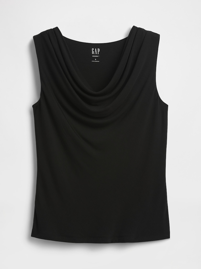 Cropped Cowl-Neck Tank Top