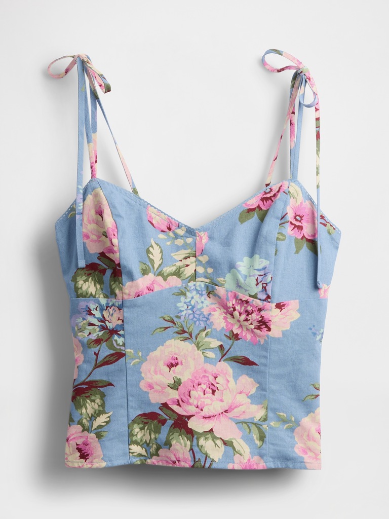 Linen-Blend Tie-Strap Cami