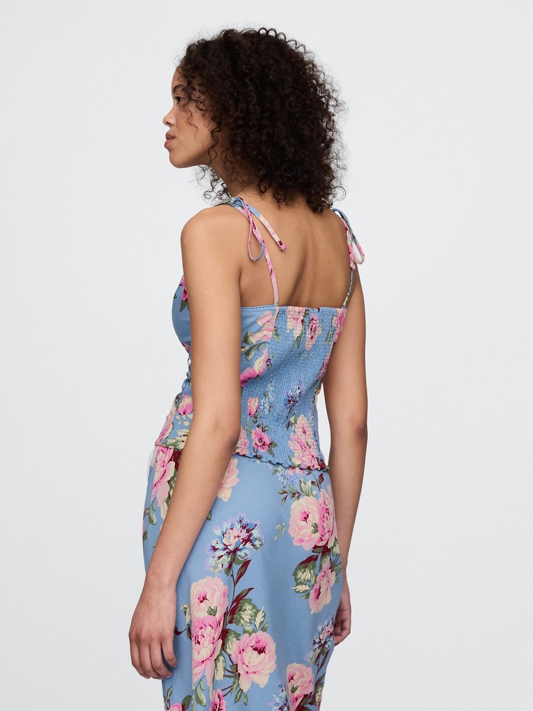 Linen-Blend Tie-Strap Cami