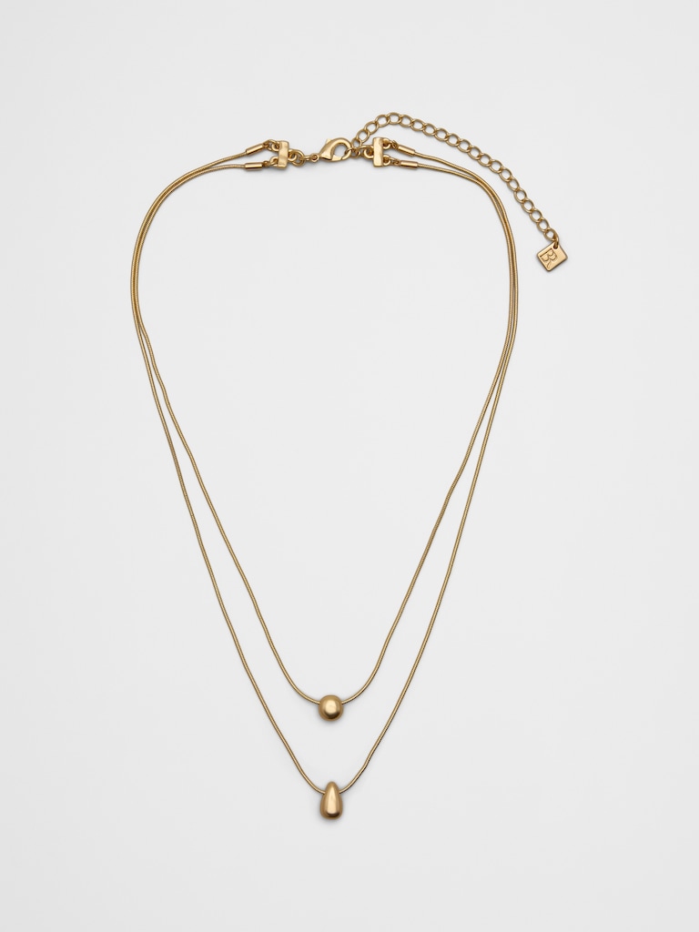 Layered Metal Pendant Necklace