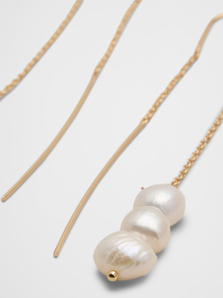 Delicate Pearl Threader Earrings