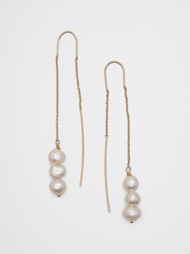 Delicate Pearl Threader Earrings
