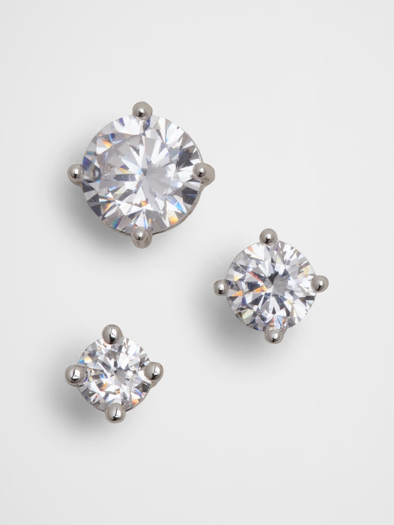 Cubic Zirconia Studs (3 Pack)