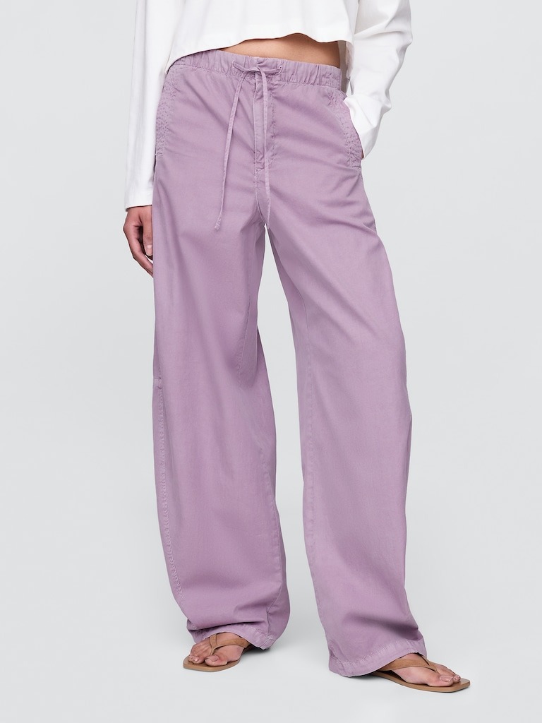 Mid Rise Barrel Parachute Pants