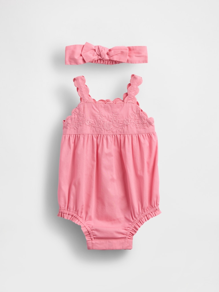 Baby Embroidered Bubble Shorty Set