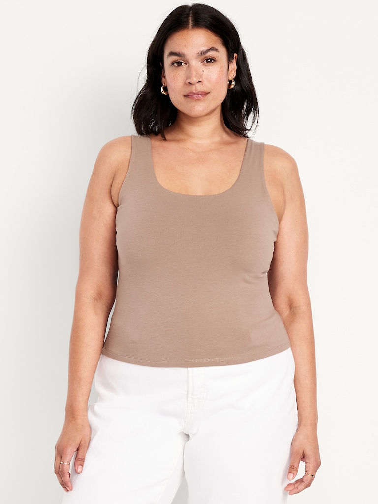 Camisole à encolure dégagée en tissu sculptant double épaisseur