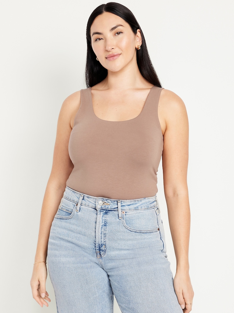 Camisole à encolure dégagée en tissu sculptant double épaisseur