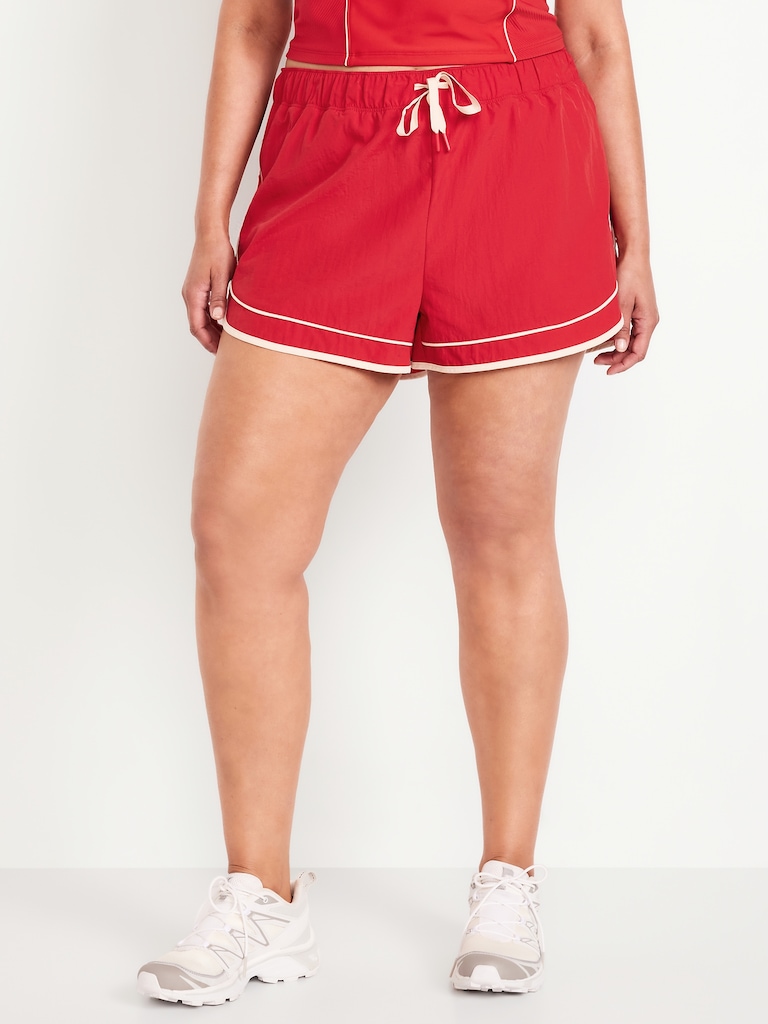 Mid-Rise Woven Run Shorts