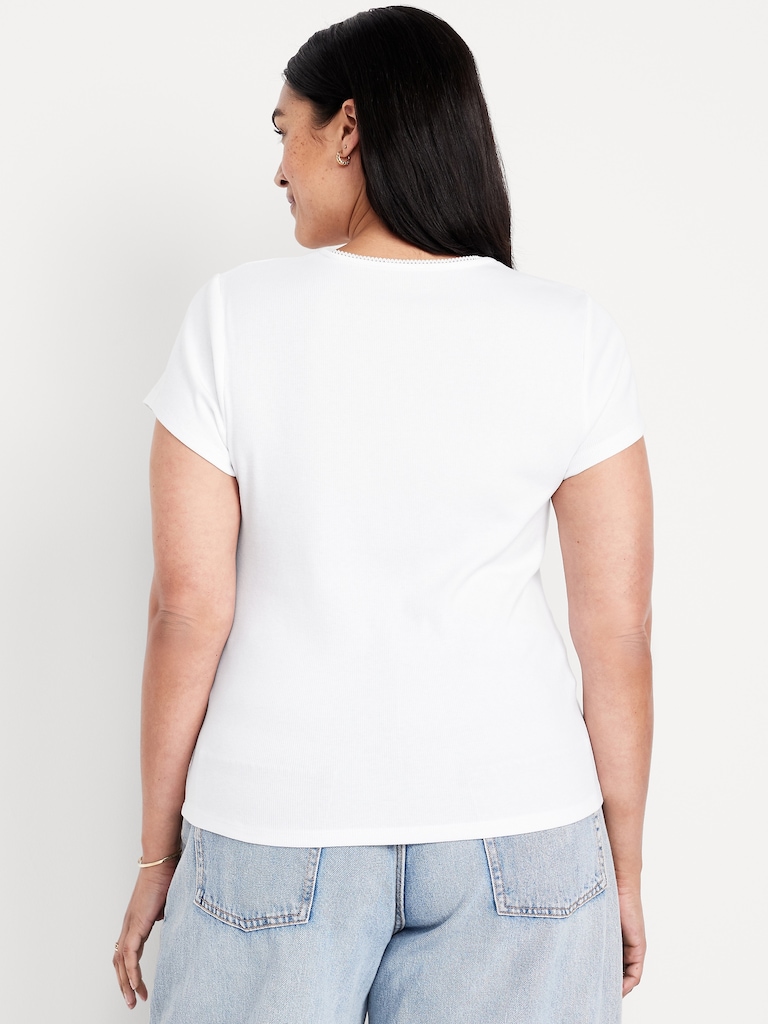 Square-Neck Ribbed T-Shirt